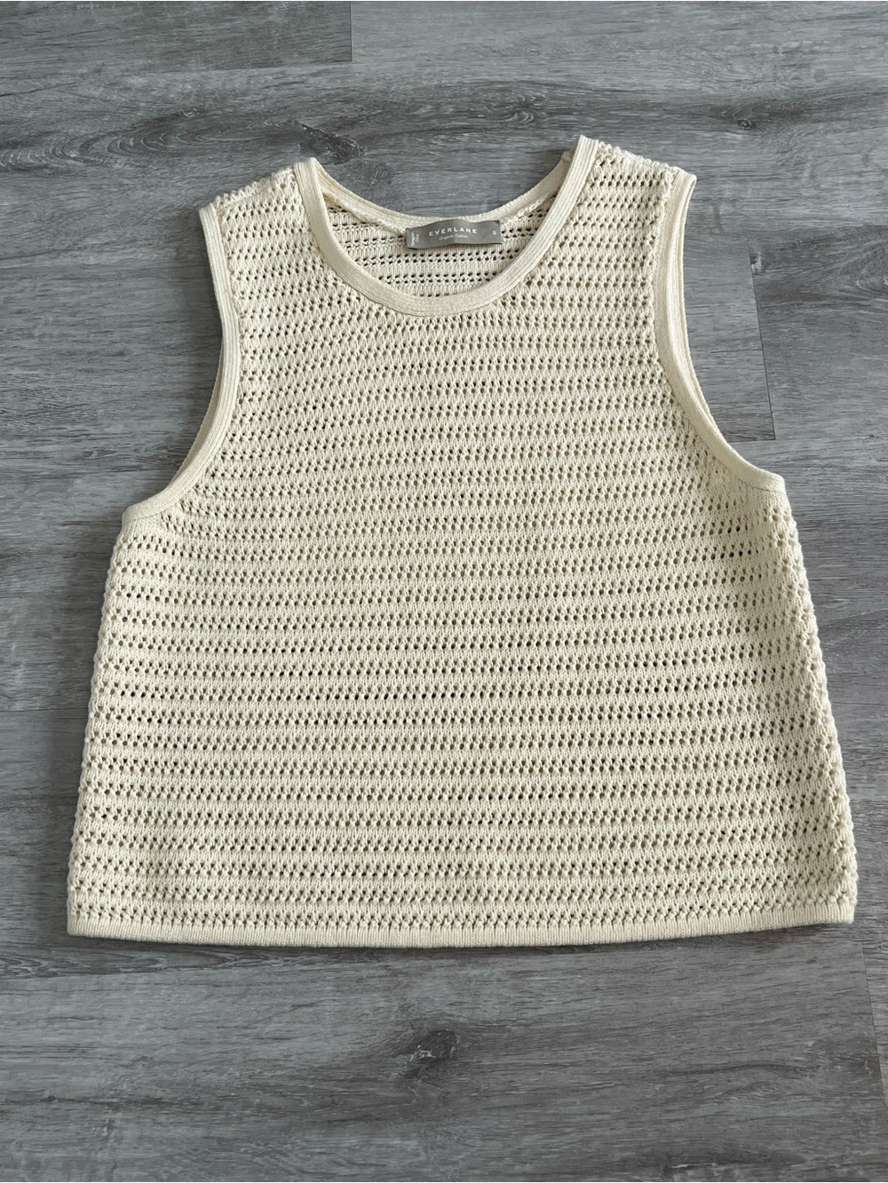 Everlane Cream Open-Knit Sleeveless Tank
